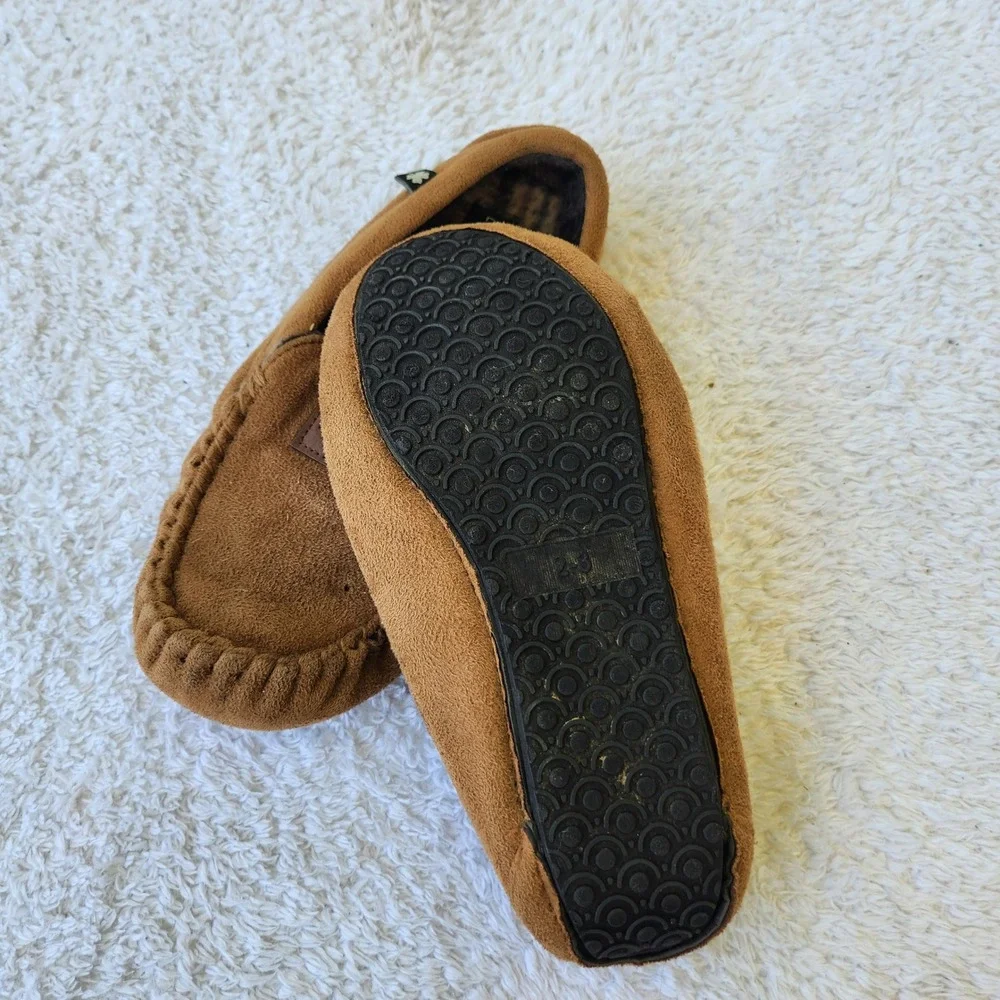 Lucky Brand Kids Brown Plaid Lined Moccasin‎ Slippers Size 2/3